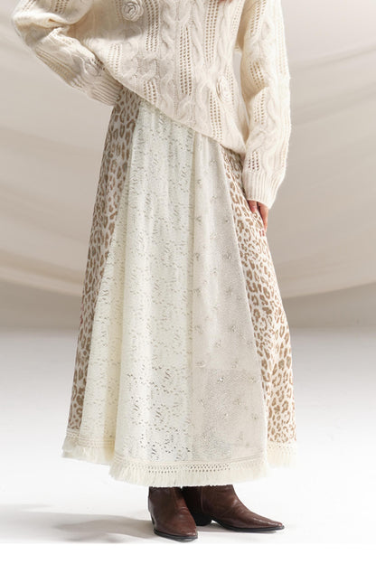 Beaded Silk Leopard Skirt