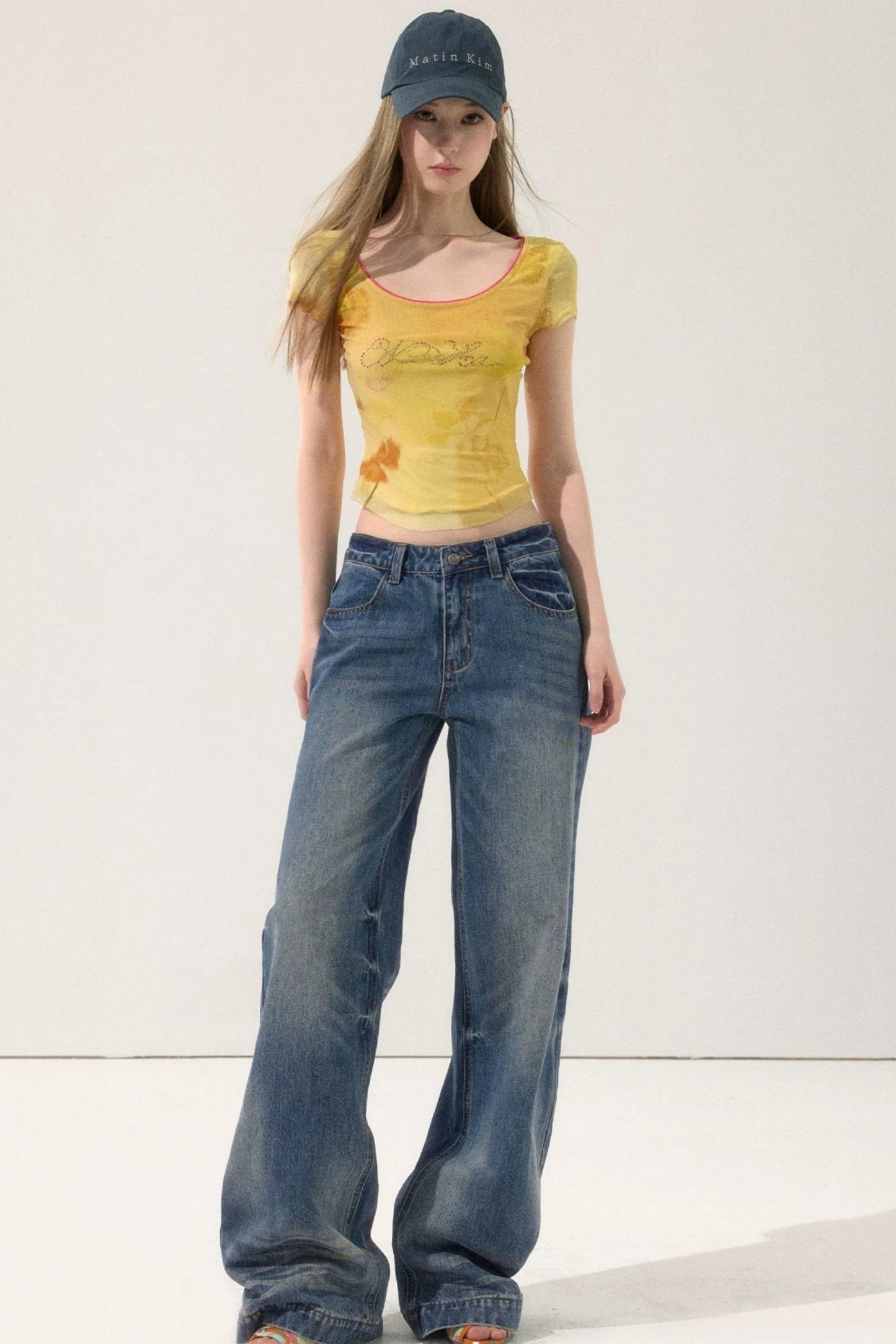 Retro Color-Block Embroidered Jeans
