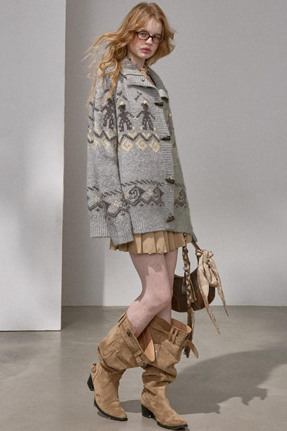 Pom-Pom Knit Cardigan Jacket