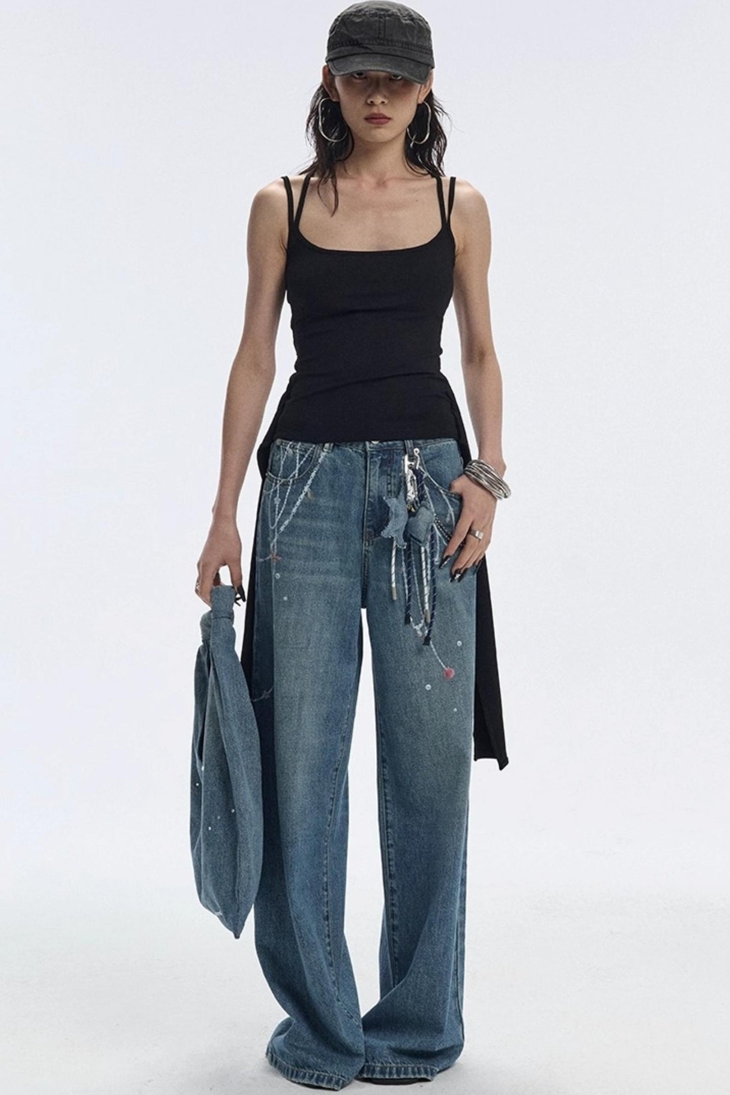 Diamond Starry Denim Shoulder Bag