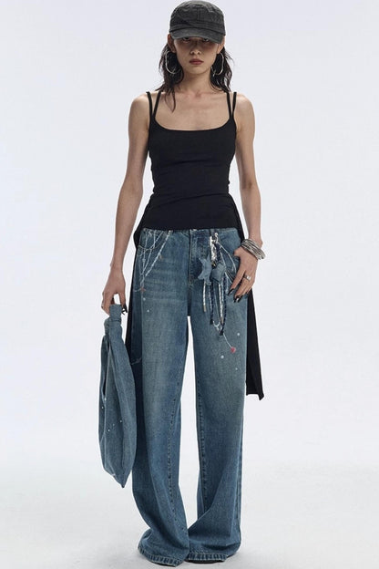 Diamond Starry Denim Shoulder Bag