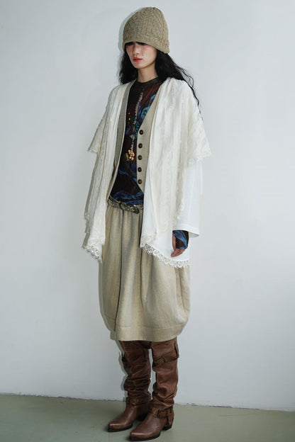 Vintage Paneled Lace Cropped Cardigan Coat