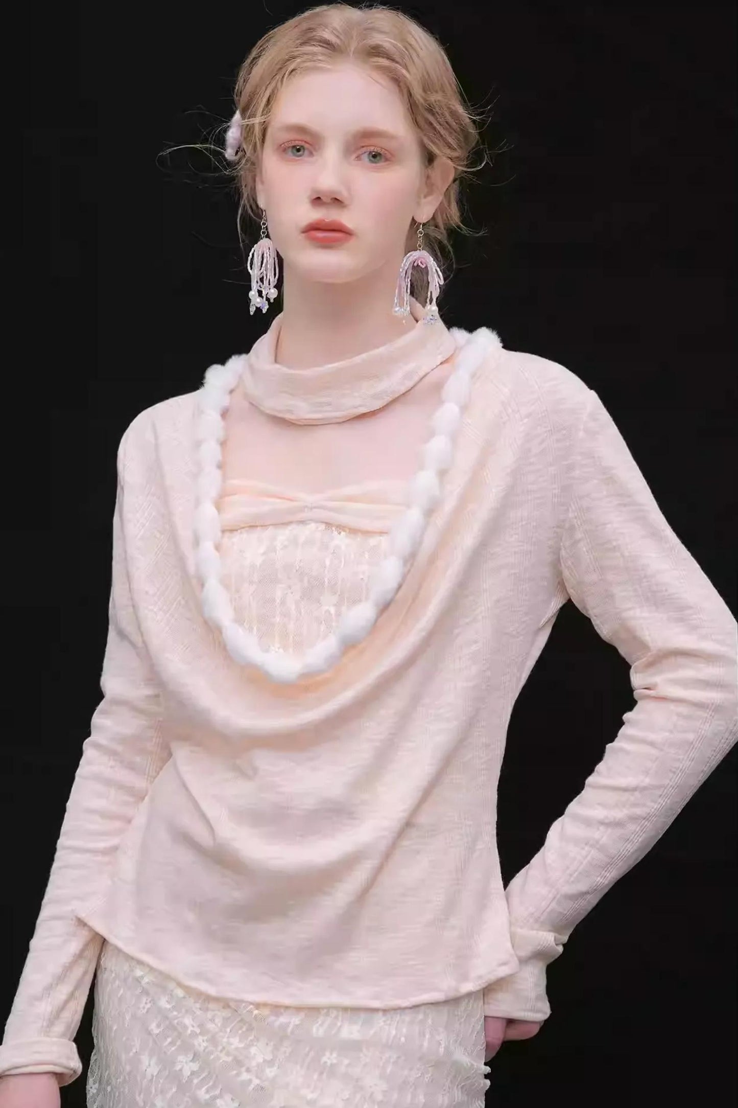 Pink Lace Polka Dot Top Set-Up