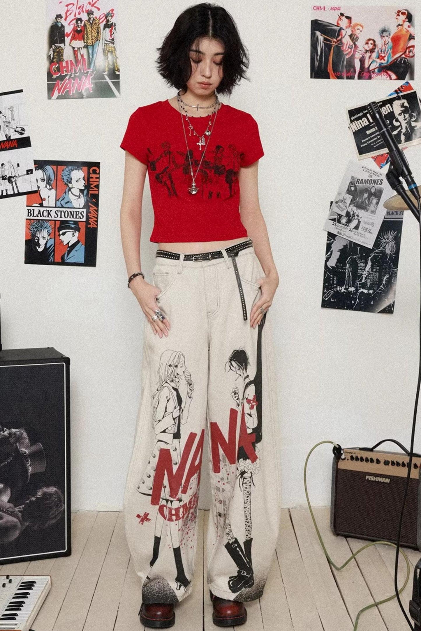 Retro Red Printed Top