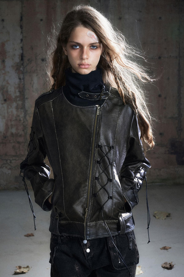 Panelled Knit Leather Jacket