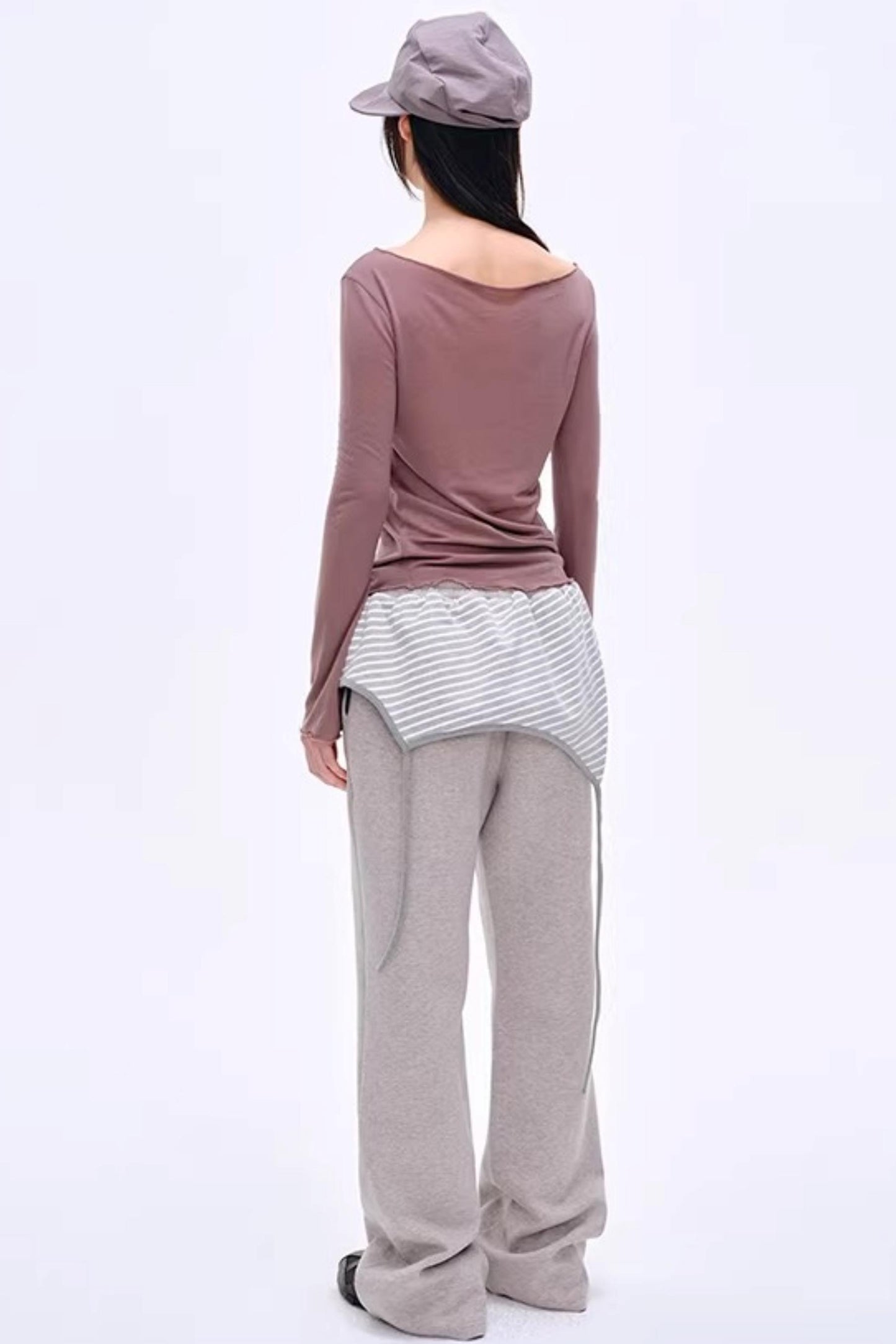 Color-Blocked Striped Cotton Pants