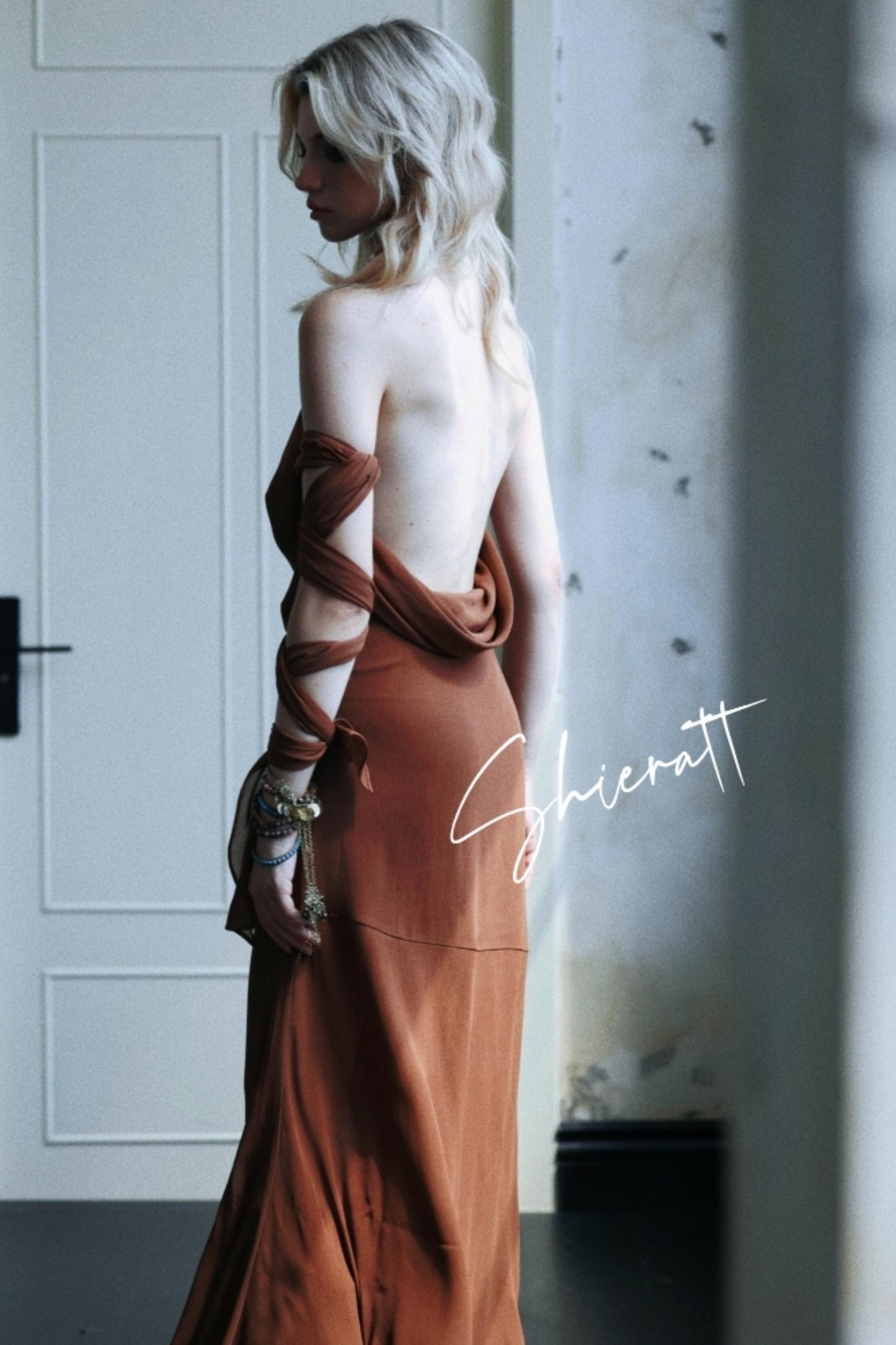 Caramel Swing Halter Dress