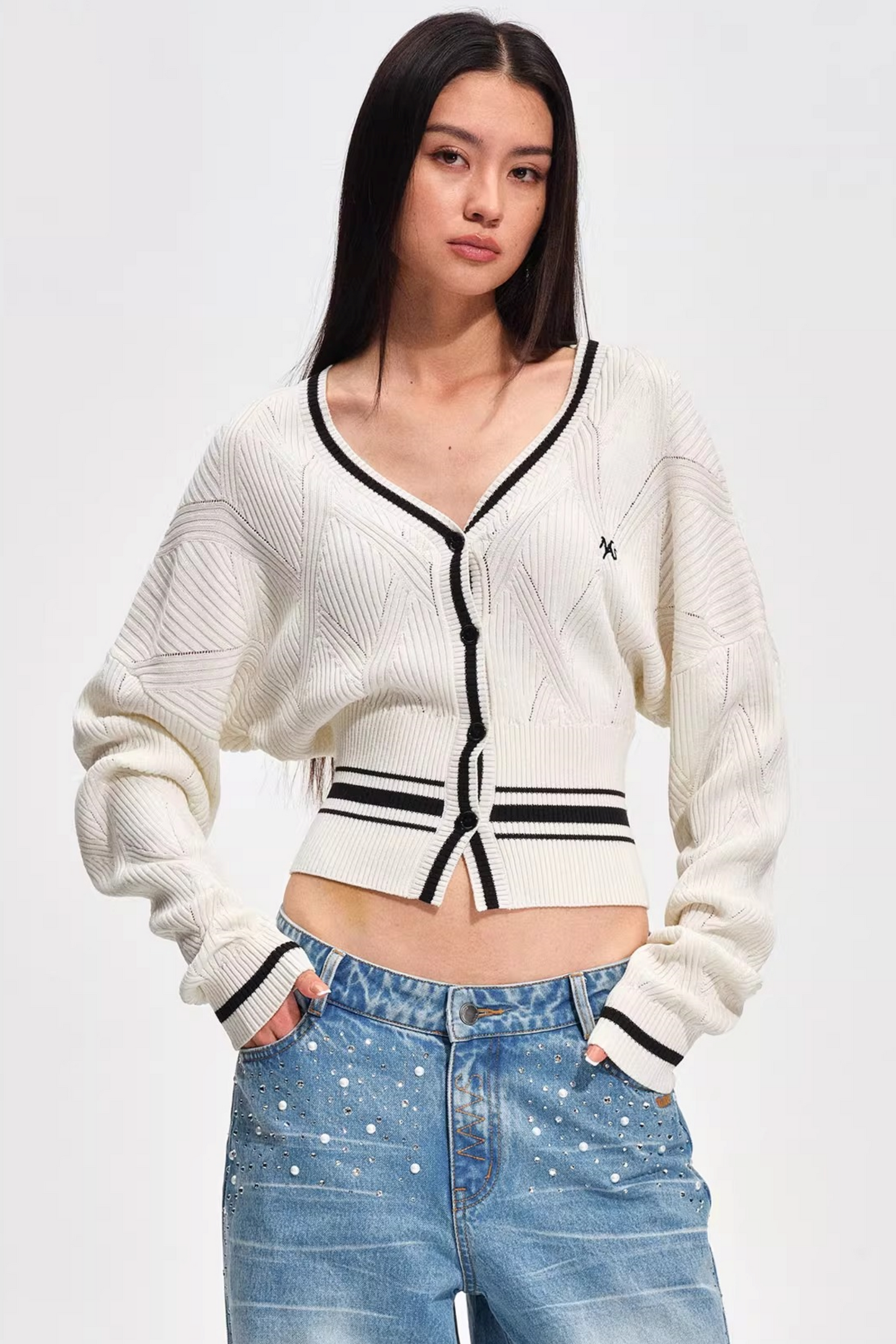Tencel Wool Striped Cardigan