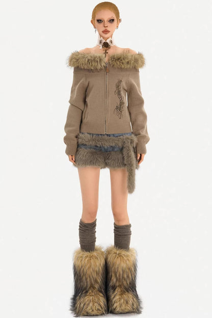 Light Gray Off-Shoulder Sweater