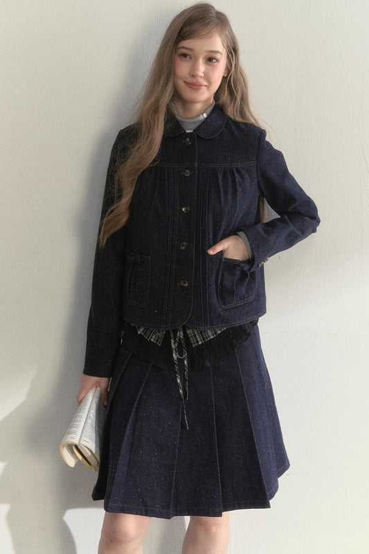 Retro Dot Denim Jacket Set-Up