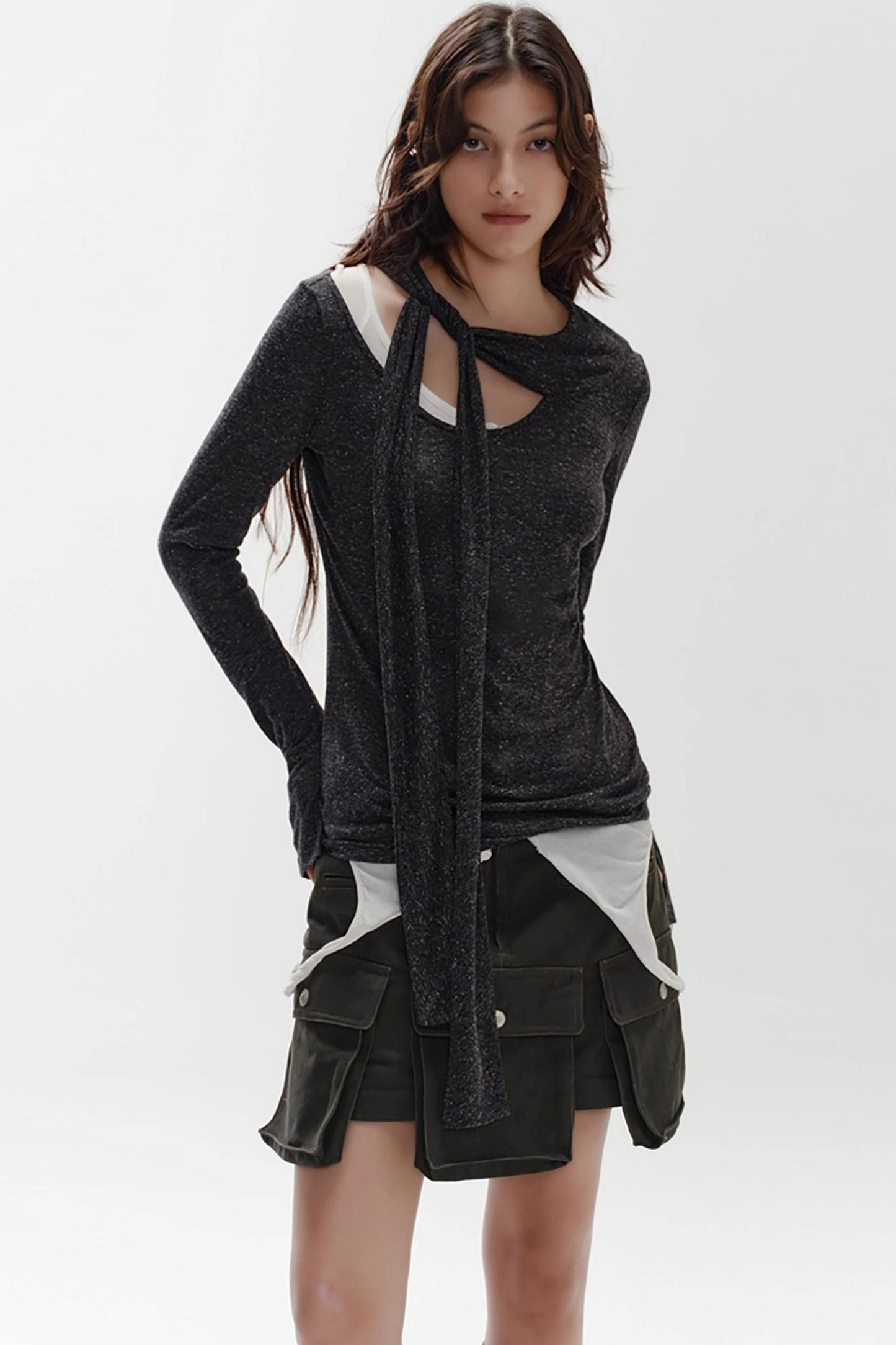 Retro Asymmetrical Knitted Top