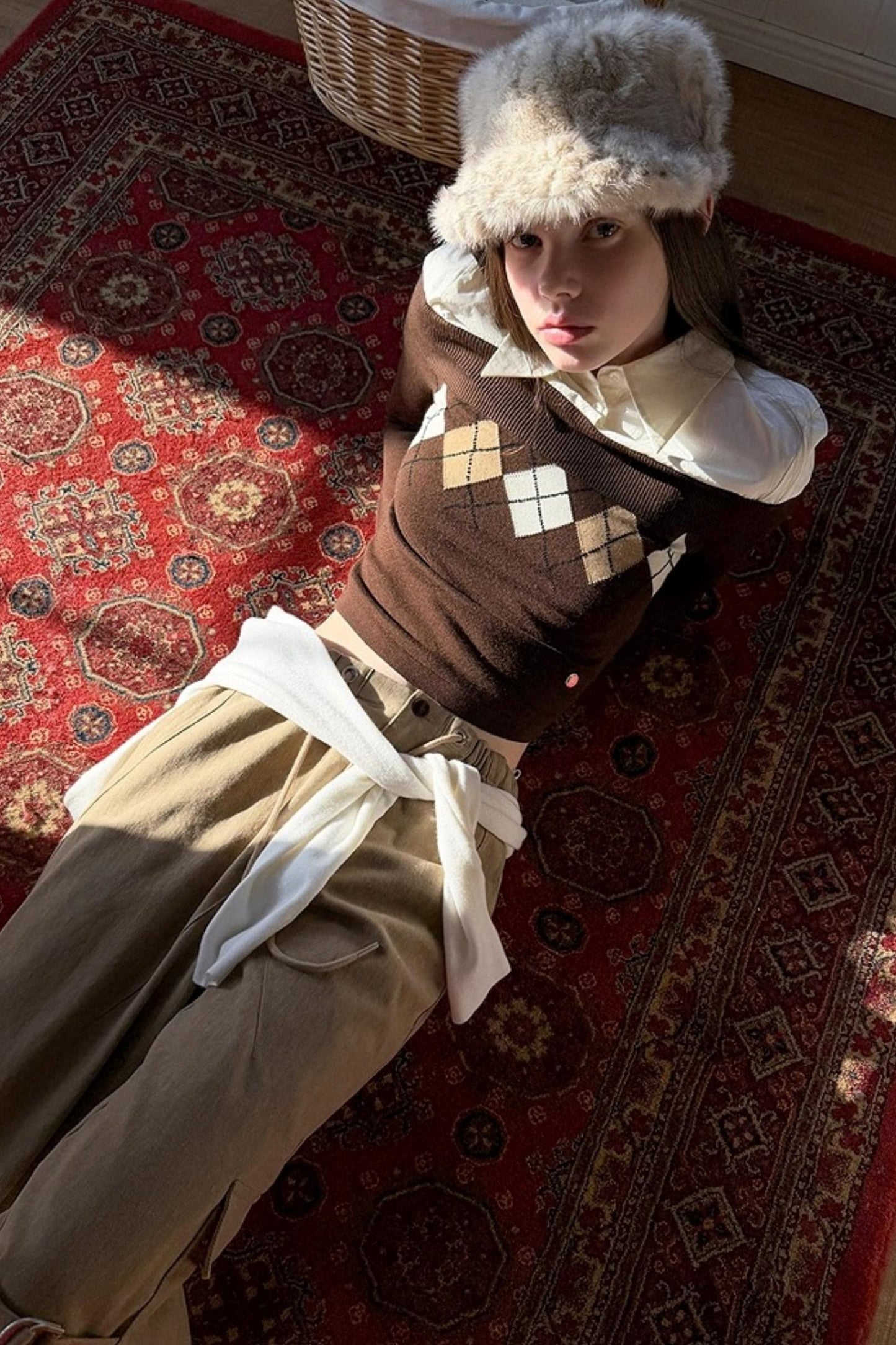 Diamond Pattern Merino Wool Sweater