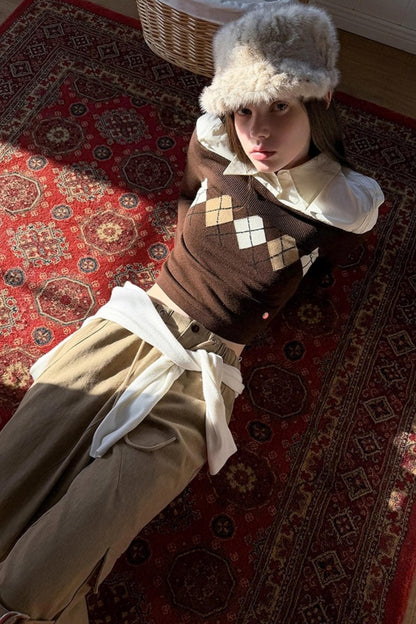 Diamond Pattern Merino Wool Sweater