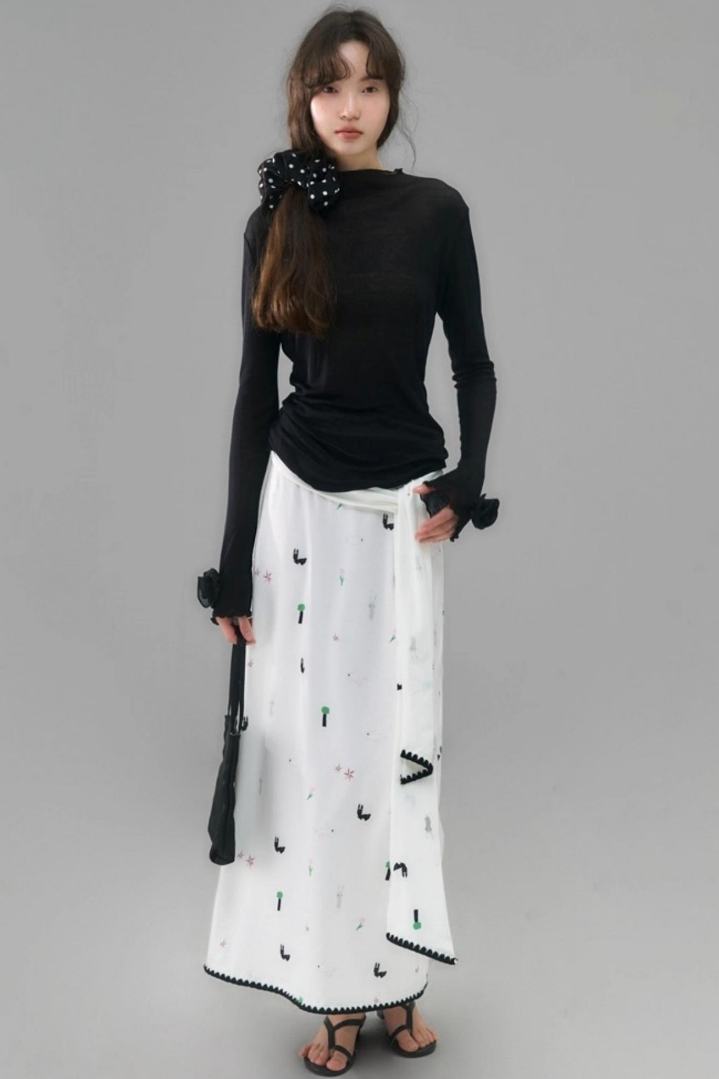Wilderness Rabbit Patchwork Belt Long Skirt