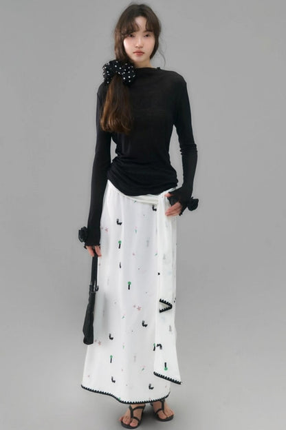 Wilderness Rabbit Patchwork Belt Long Skirt