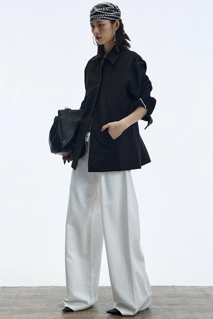 Autumn White Wide-Leg Pants