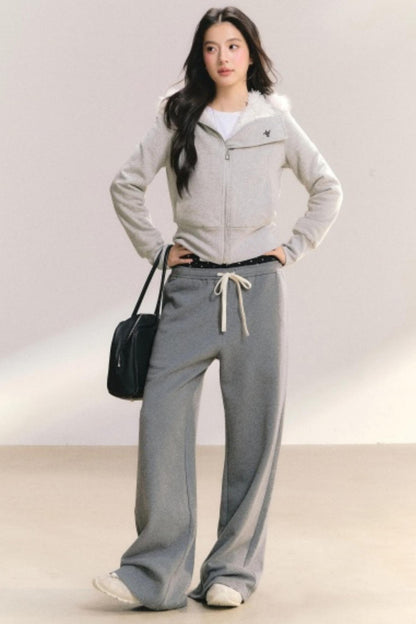 Grey Wind Fur Collar Jacket