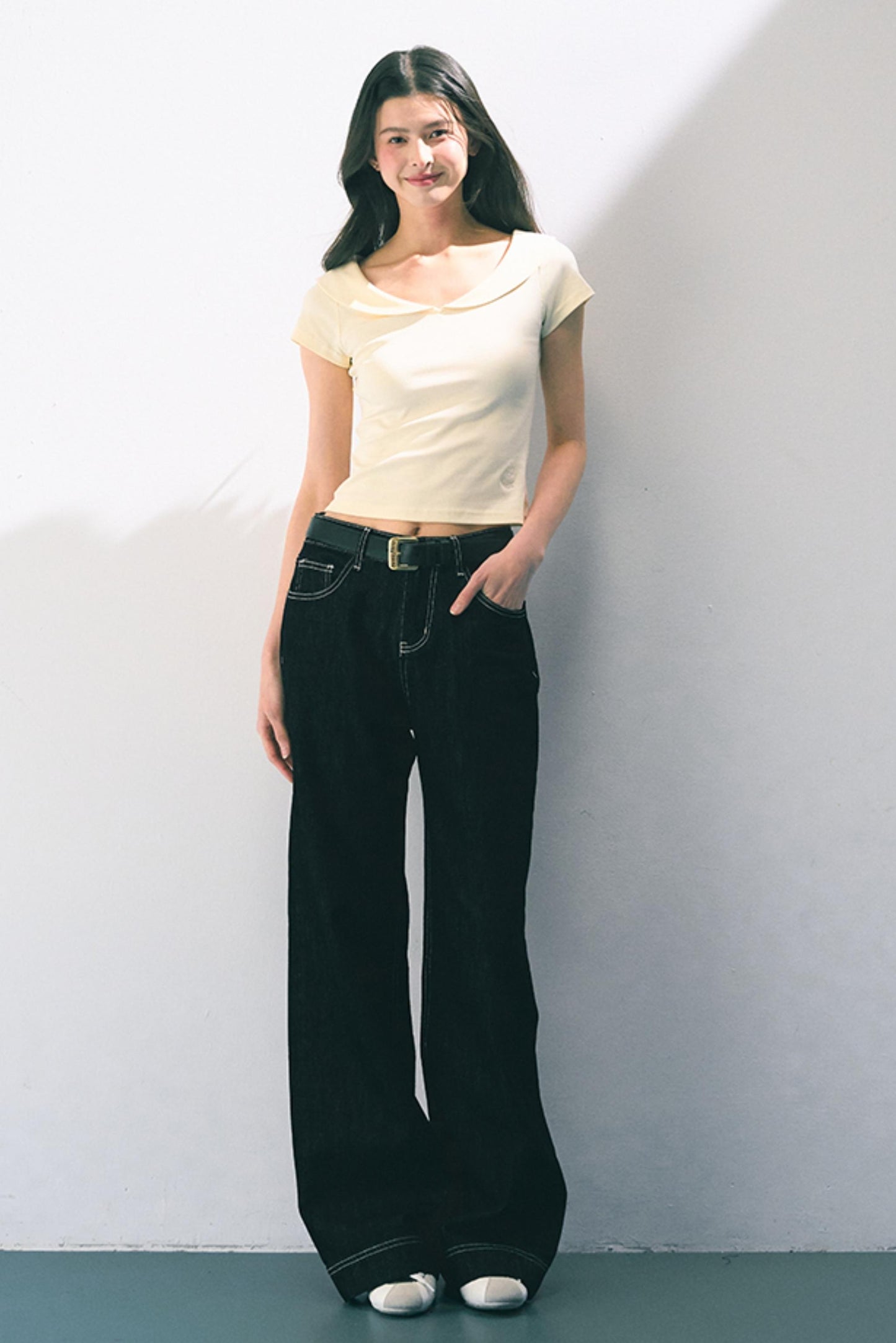 Original Cow Color Wide Leg Jeans