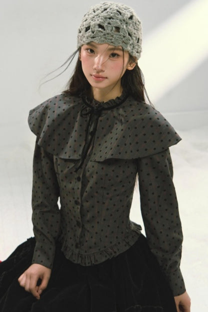 Plaid Velvet Floral Cape Top