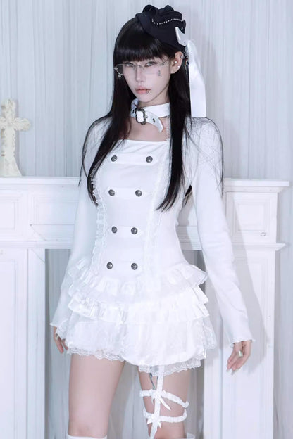 Velvet Double-Breasted Top