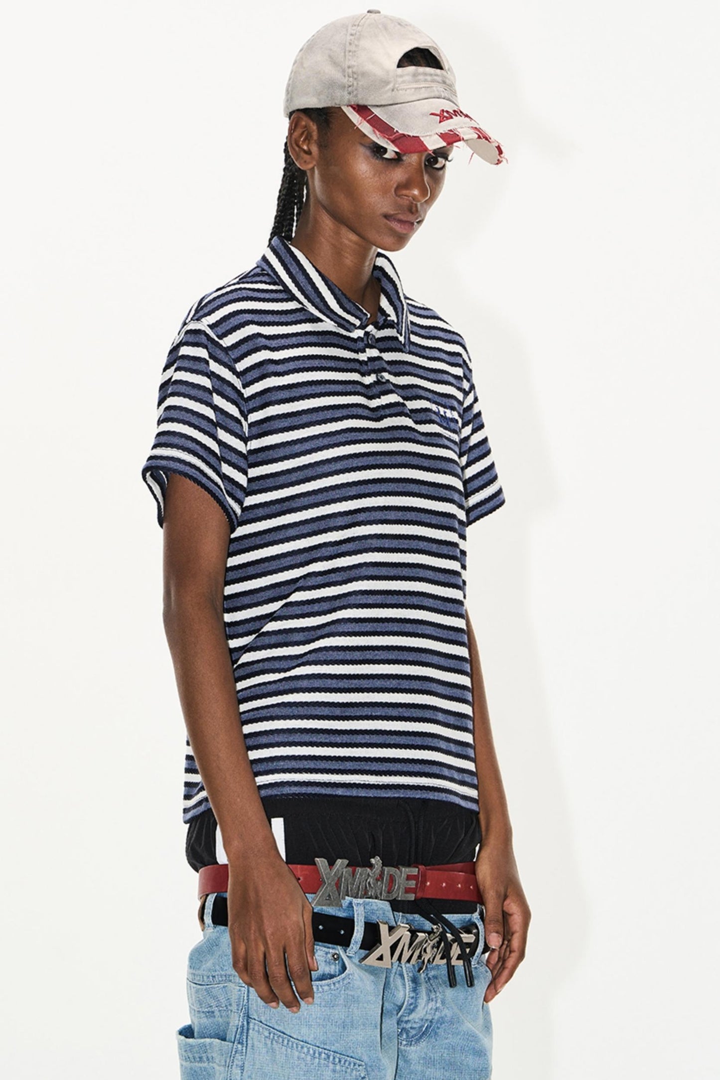 Striped Embroidered Polo Tee