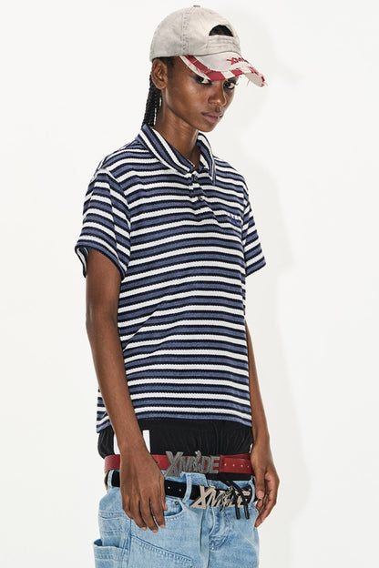 Striped Embroidered Polo Tee
