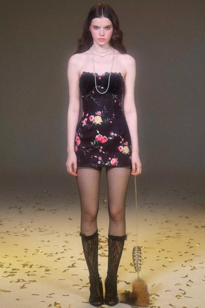 프린트 울 튜브 원피스 세트