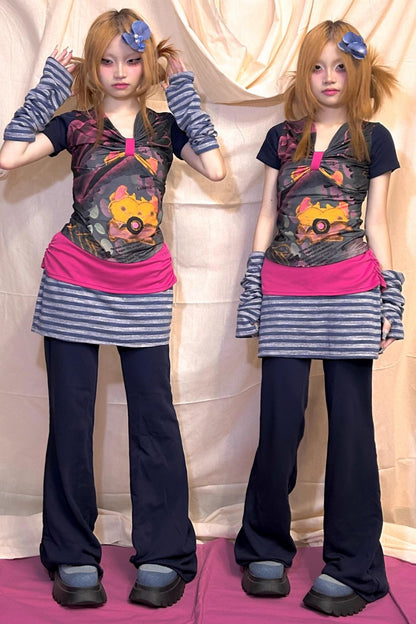 Royal Blue Striped Hakama Trousers