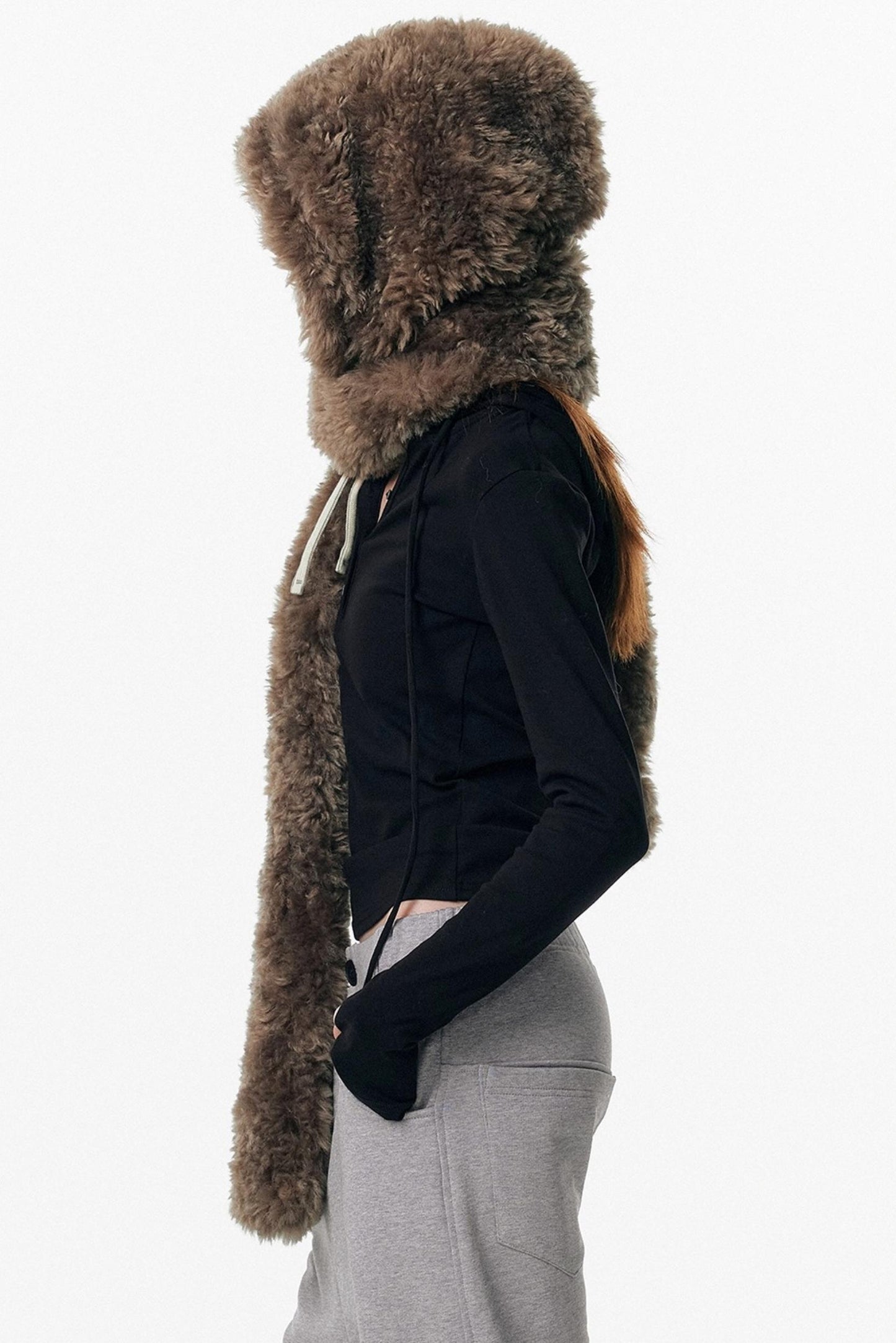 Eco-Friendly Fur Hooded Scarf