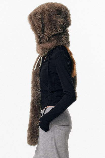 Eco-Friendly Fur Hooded Scarf