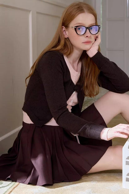 Spliced Waist Collegiate Skirt