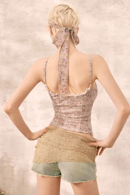 Summer Lace-Trim Denim Shorts