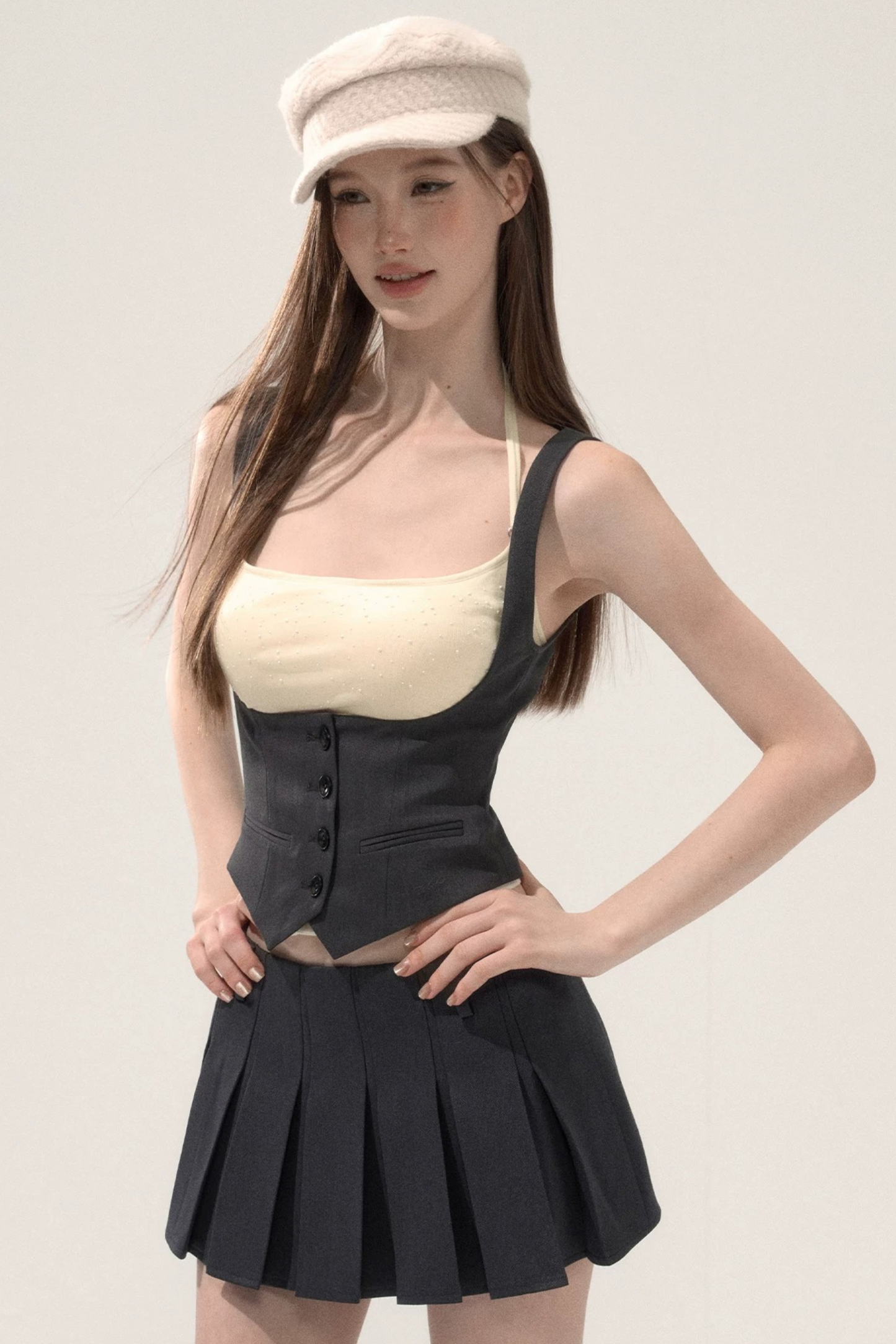 Pleated Low Waist Skirt