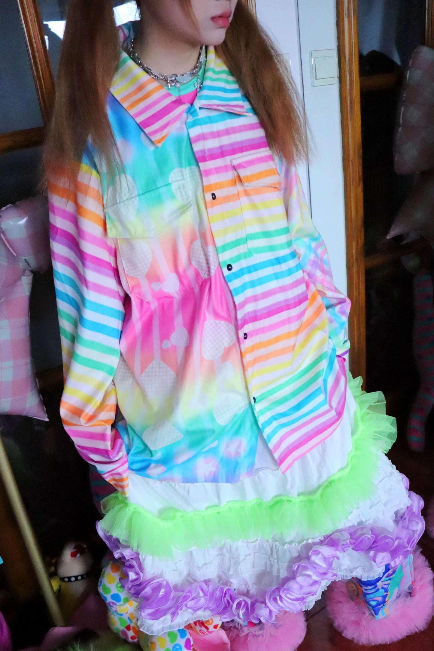 Rainbow Striped Loose Shirt