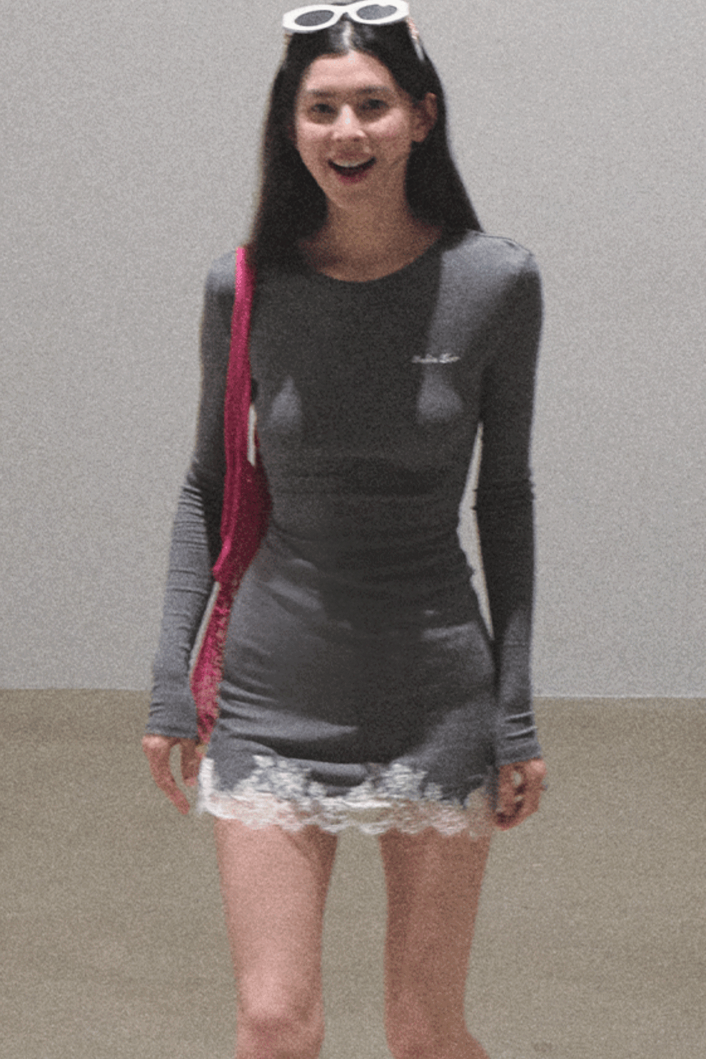 Lace-Trimmed Knit Dress