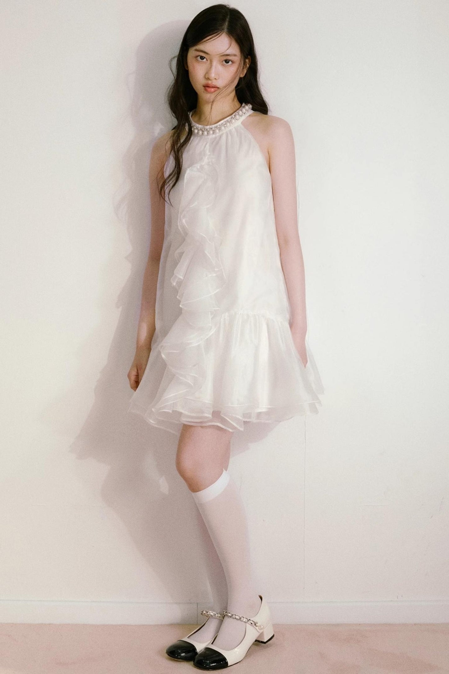 Ethereal Pearl Organza Dress