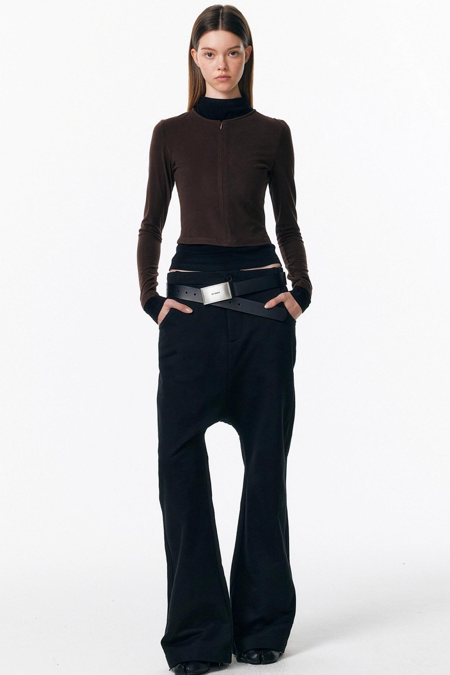 Velvet-Feel Color-Blocked Top