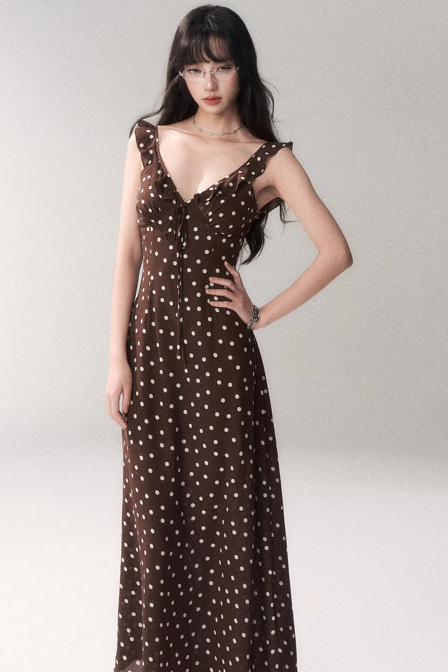 Brown Polka Dot Summer Dress