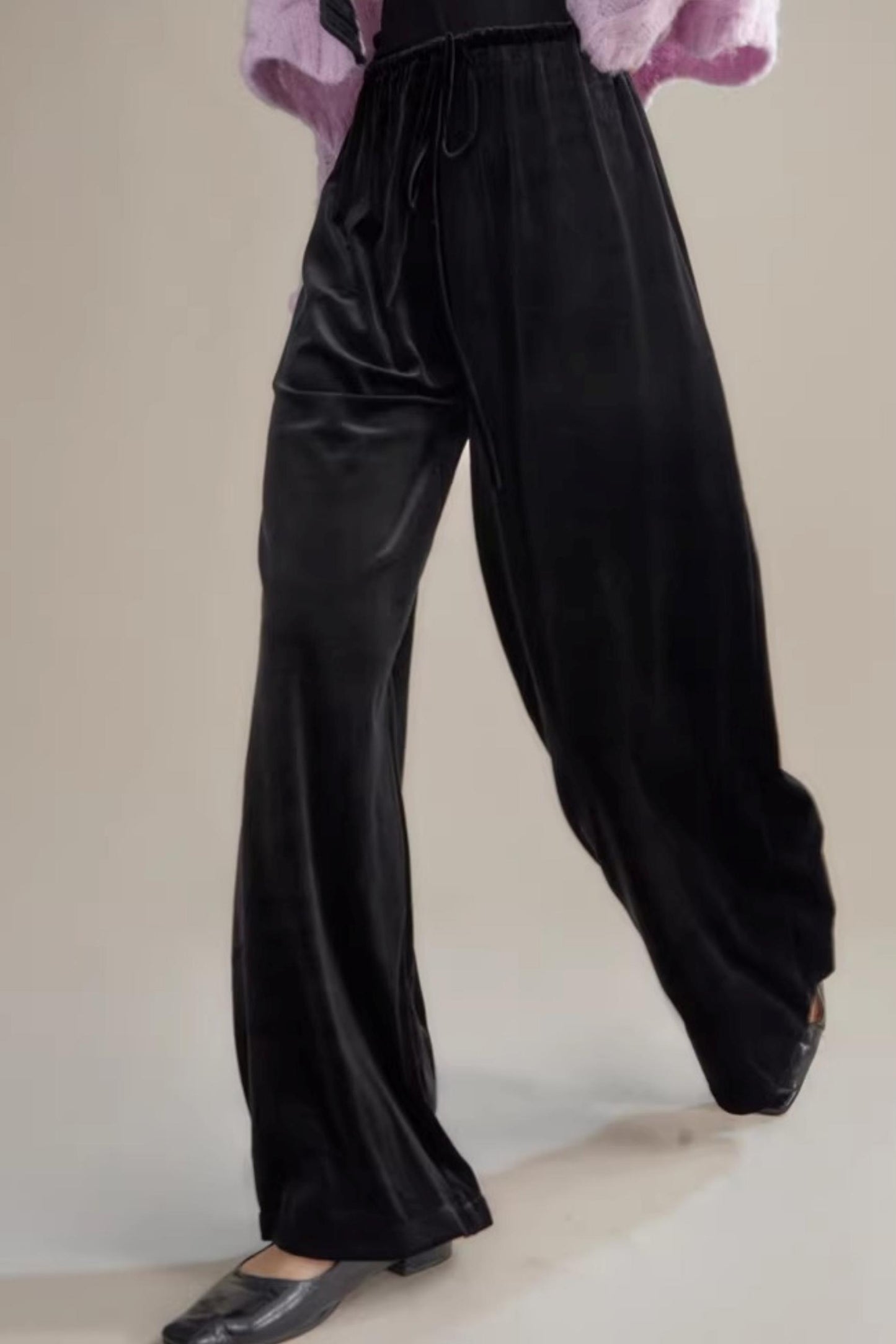 Swan Velvet Wide-Leg Pants