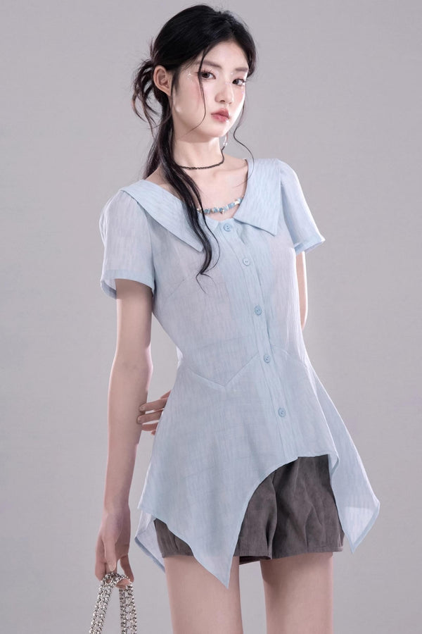 Blue Geo Print Shirt