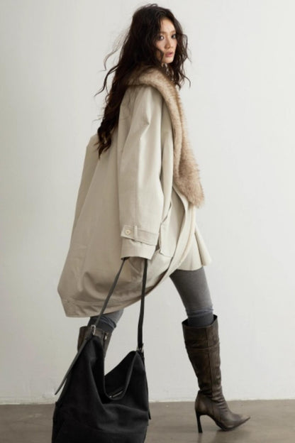 Retro-Jacken-Set mit Fellkragen im Used-Look