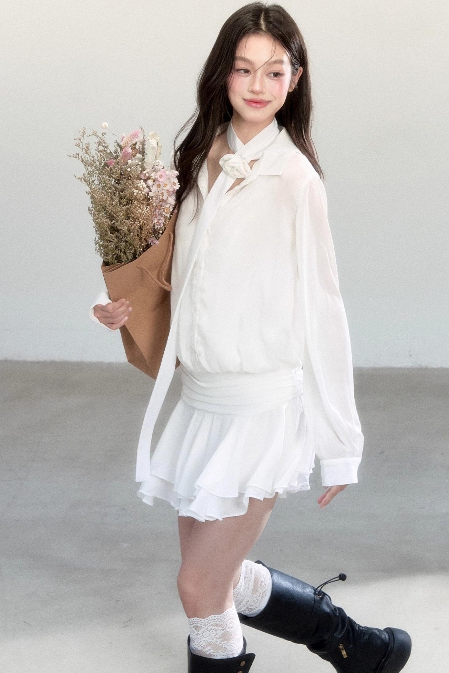 Cherry Blossom Waist Ruffle Dress