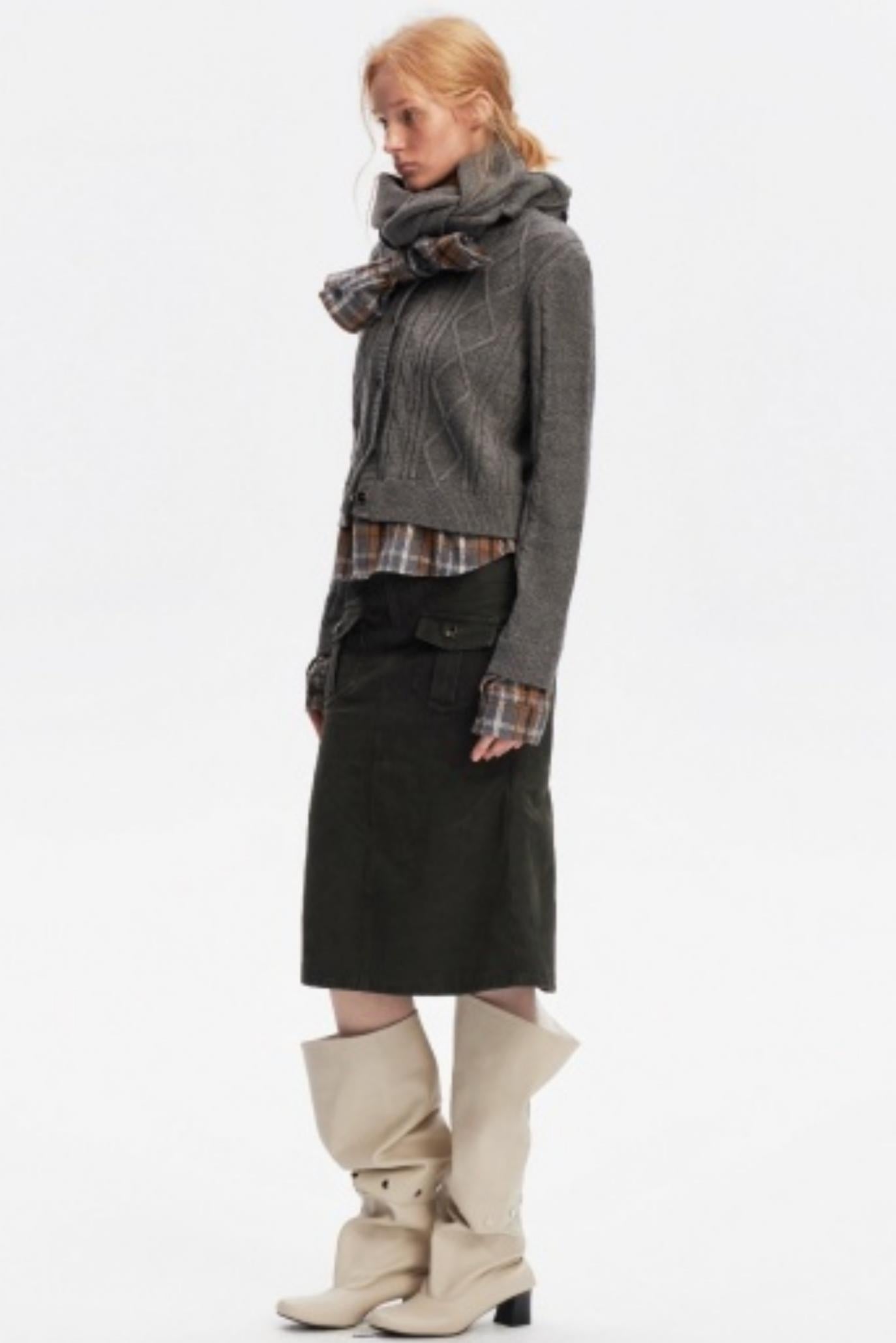 Wool Twist Pattern Cardigan Set-Up