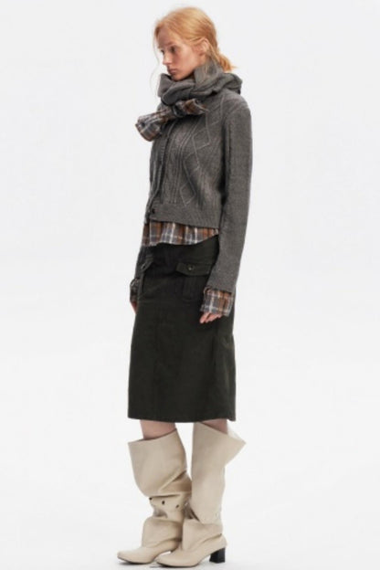 Wool Twist Pattern Cardigan Set-Up