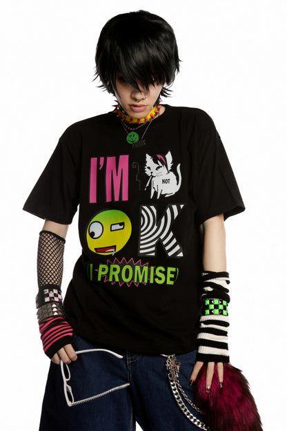 Emo Printed Punk Style T-Shirt