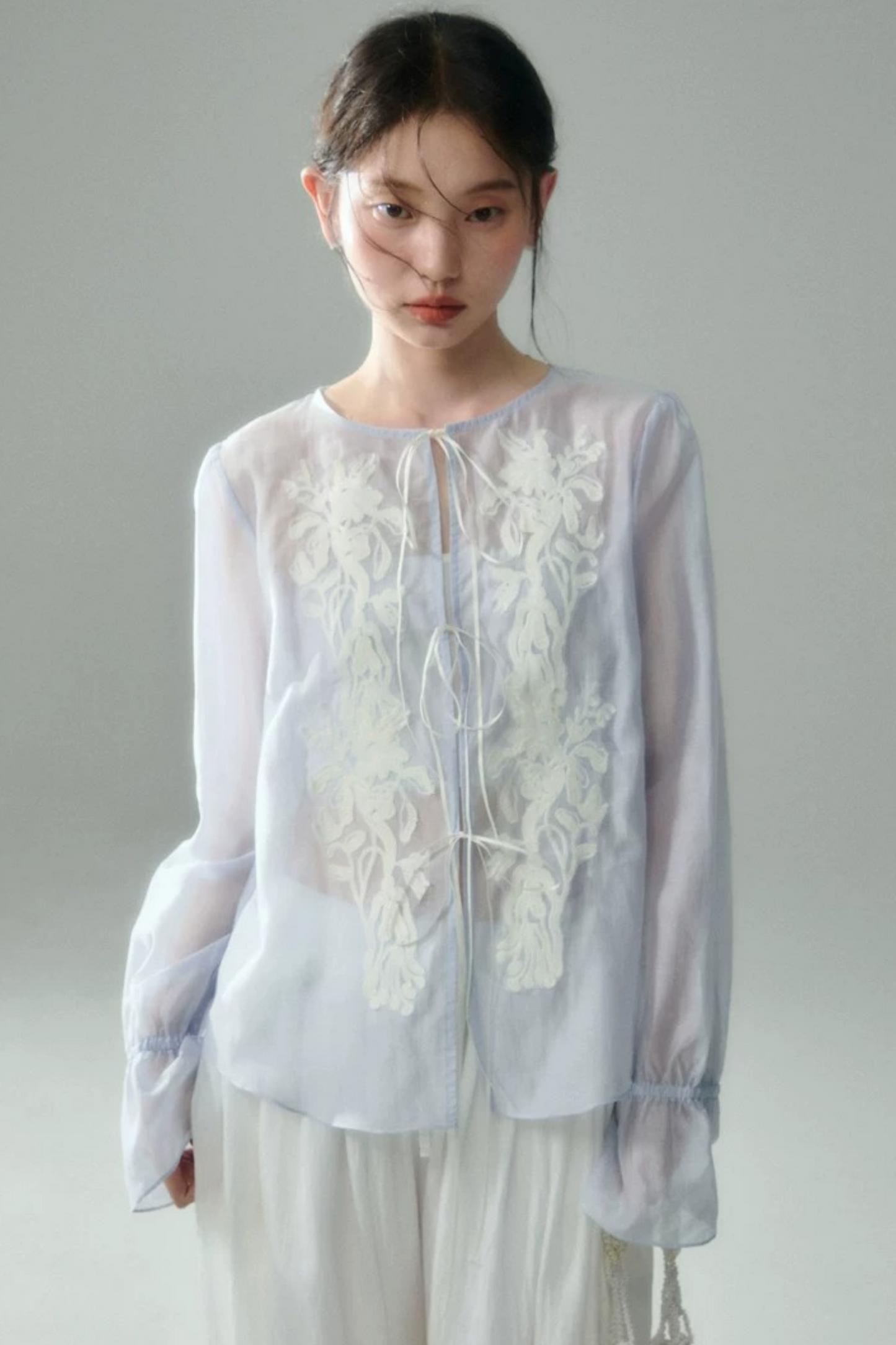 Embroidered Tencel Linen Blouse