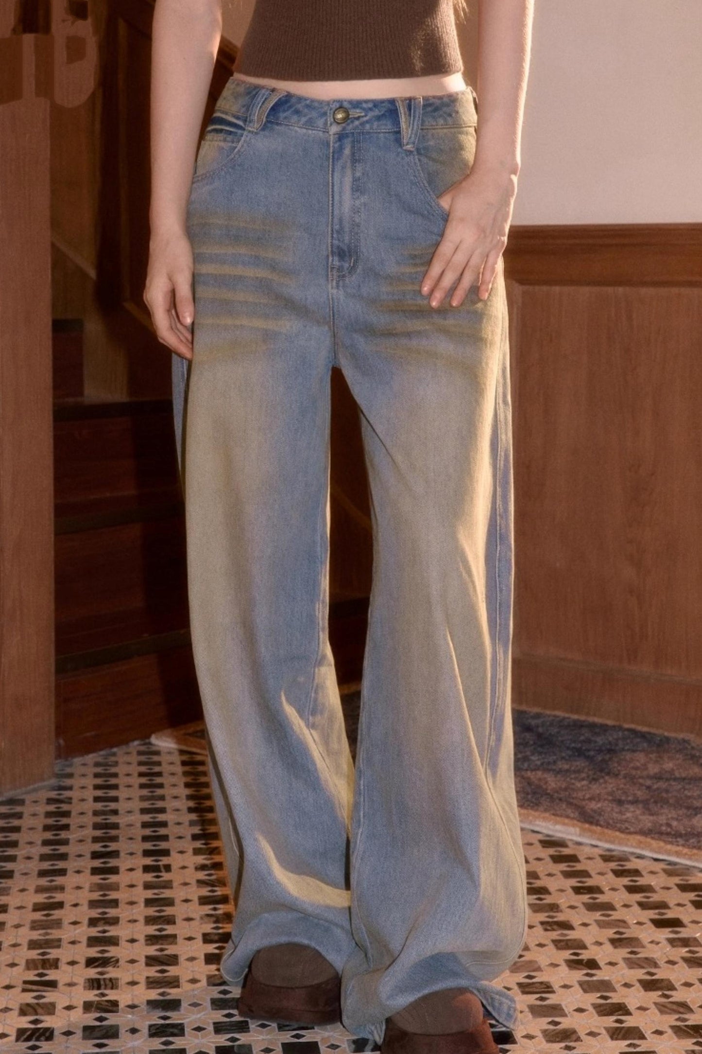 Vintage Smeared Denim Pants