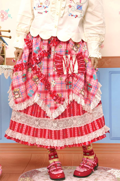 Plaid Lace Blazer & Skirt Set-Up