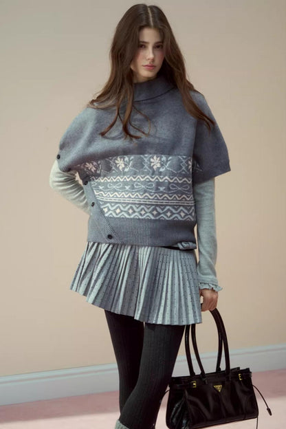 Lapel Cape Sweater