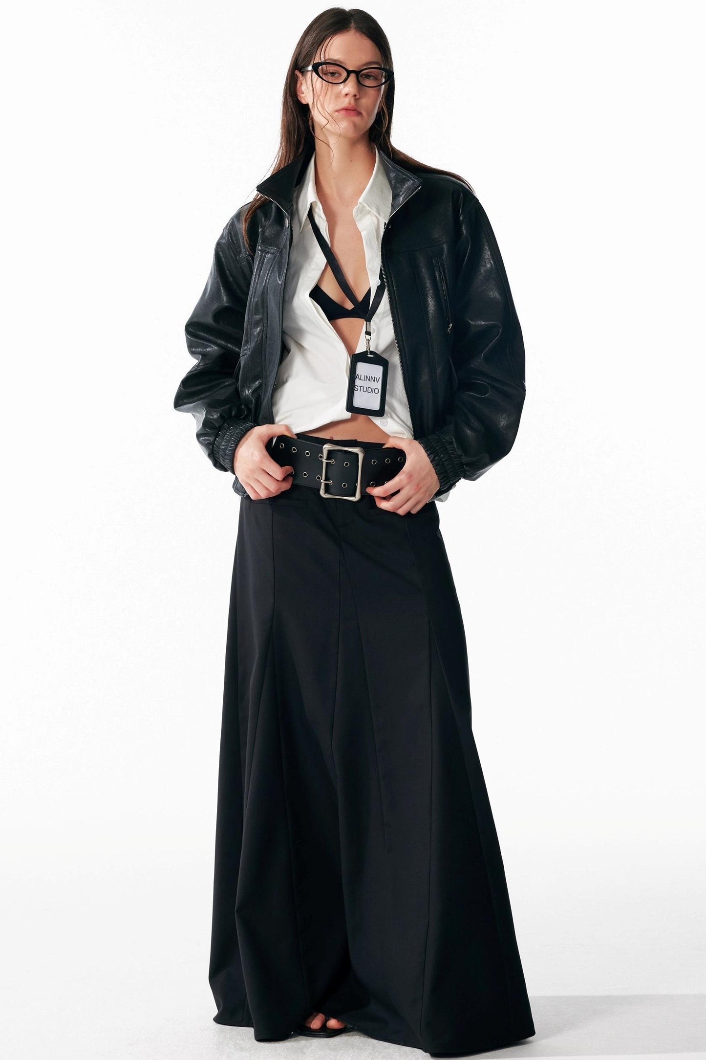 Vintage Black Low Waist A-Line Skirt